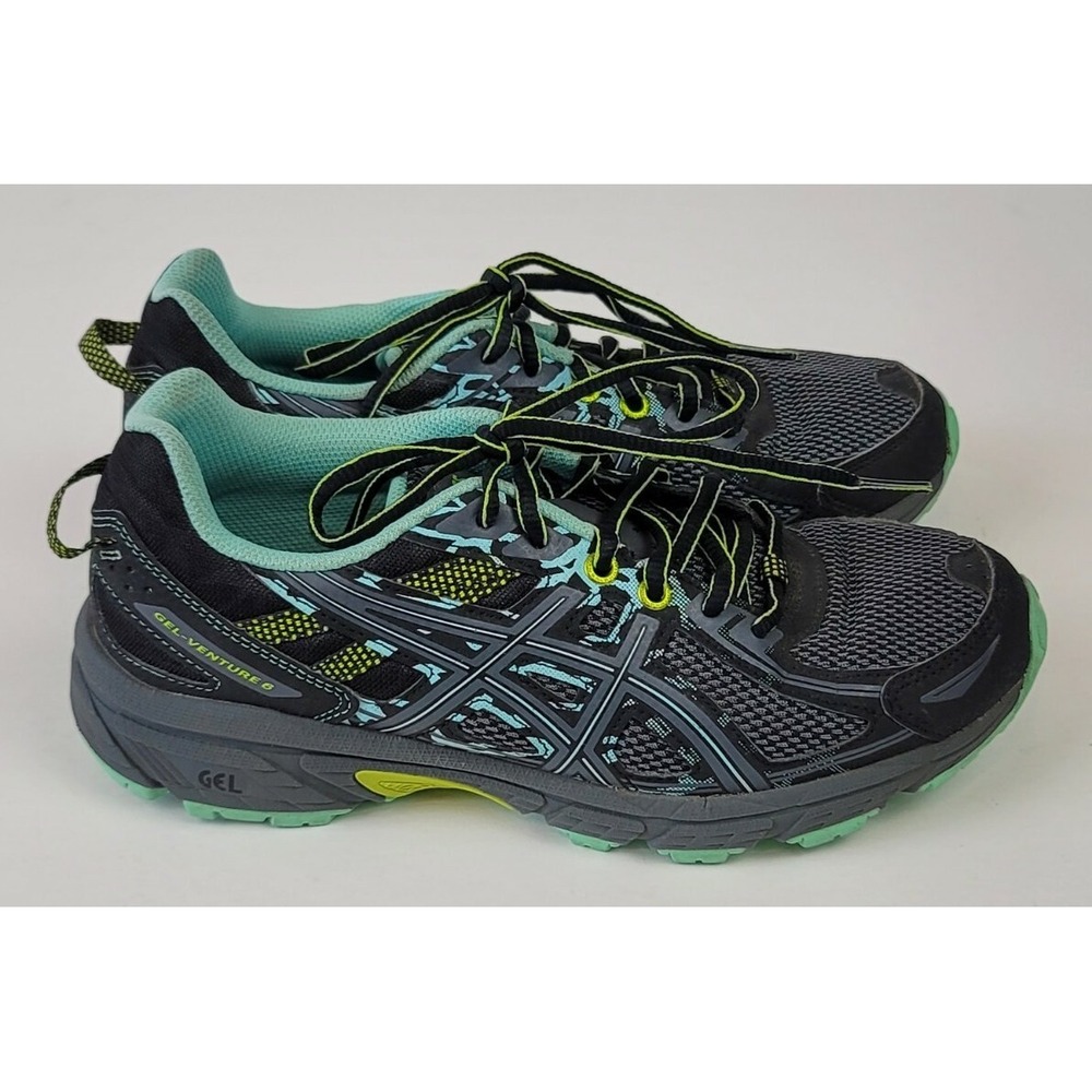 Asics Gel Venture 7.5 Womens Running Hiking Trail Shoes Black Blue - T7G6N